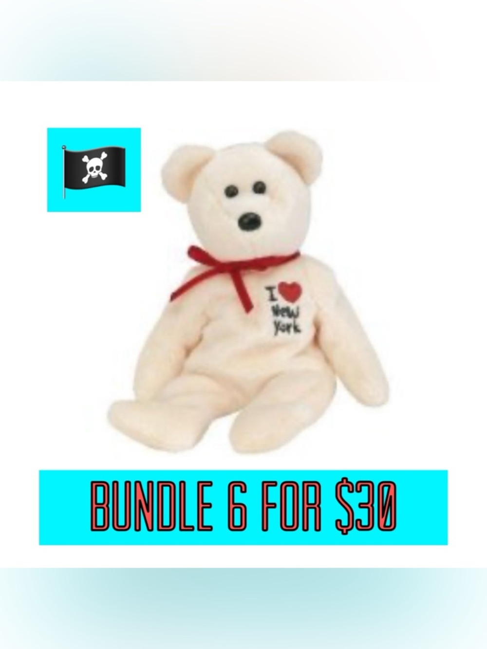 🏴‍☠️6 for $30🏴‍☠️ 2004 New York the Bear Beanie Baby